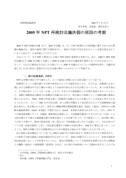 第1班ゼミ論文「2005年NPT再検討会議決裂の原因の考察」