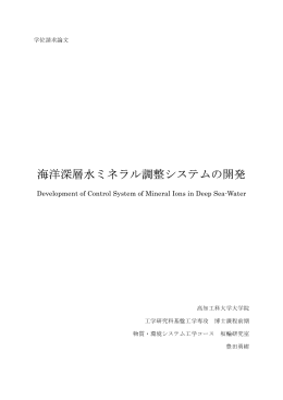 海洋深層水ミネラル調整システムの開発