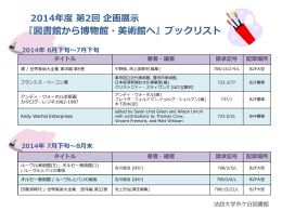 『図書館から博物館・美術館へ』ブックリスト 2014年 6月下旬