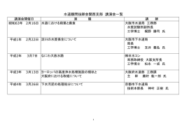 水道顧問技師会関西支部 講演会一覧