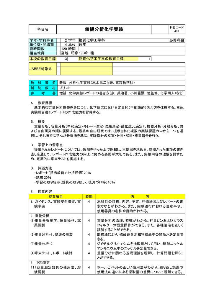 分析無機化学実験