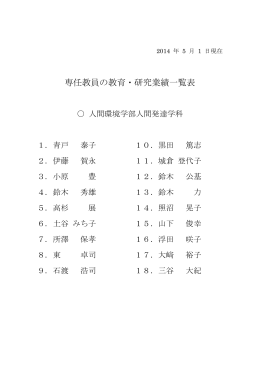 専任教員の教育・研究業績一覧表