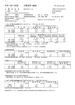 平成 15年 3月期 決算短信 (連結)