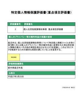 重点項目評価書