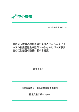 東日本大震災の復興過程におけるソーシャルビジ ネスの創出促進及び
