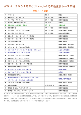 WSN 2007年スケジュール＆その他主要レース日程