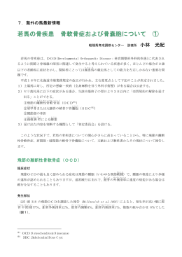 若馬の骨疾患 骨軟骨症および骨嚢胞について ①