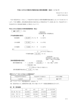 平成28年8月請求分電気料金の燃料費調整（低圧）について × ＋）