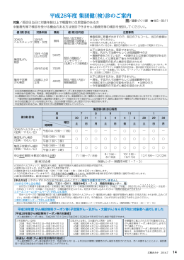 平成28年度 集団健（検）診のご案内
