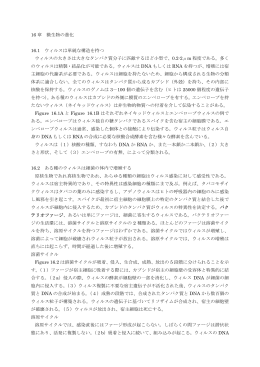 16 章 微生物の進化 16.1 ウィルスは単純な構造を持つ ウィルスの大きさ