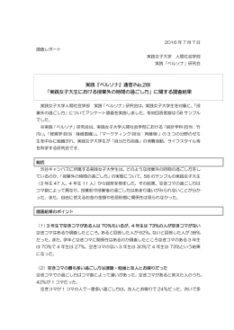 通信(No.28) 「実践女子大生における授業外の時間の過ごし方」
