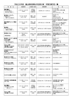 平成28年度 富山県呉羽青少年自然の家 年間行事予定一覧